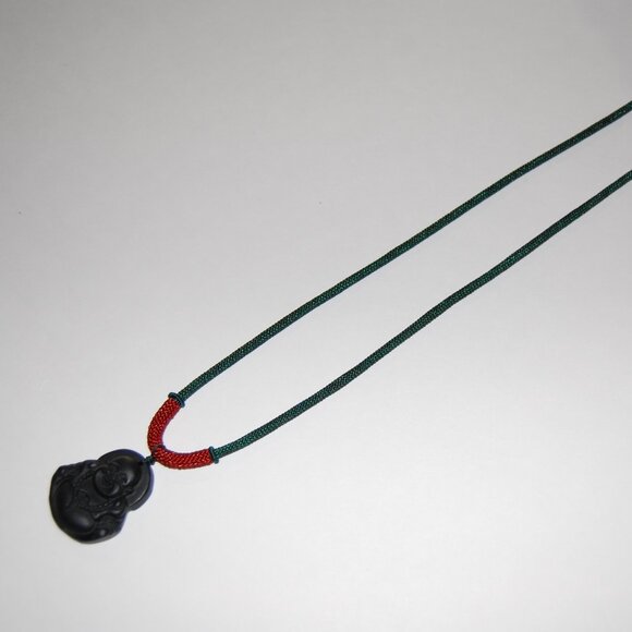 Buddha Necklace,Onyx Stone Buddha Necklace,Onyx Buddha Pendant Cord Necklace - Picture 4 of 4